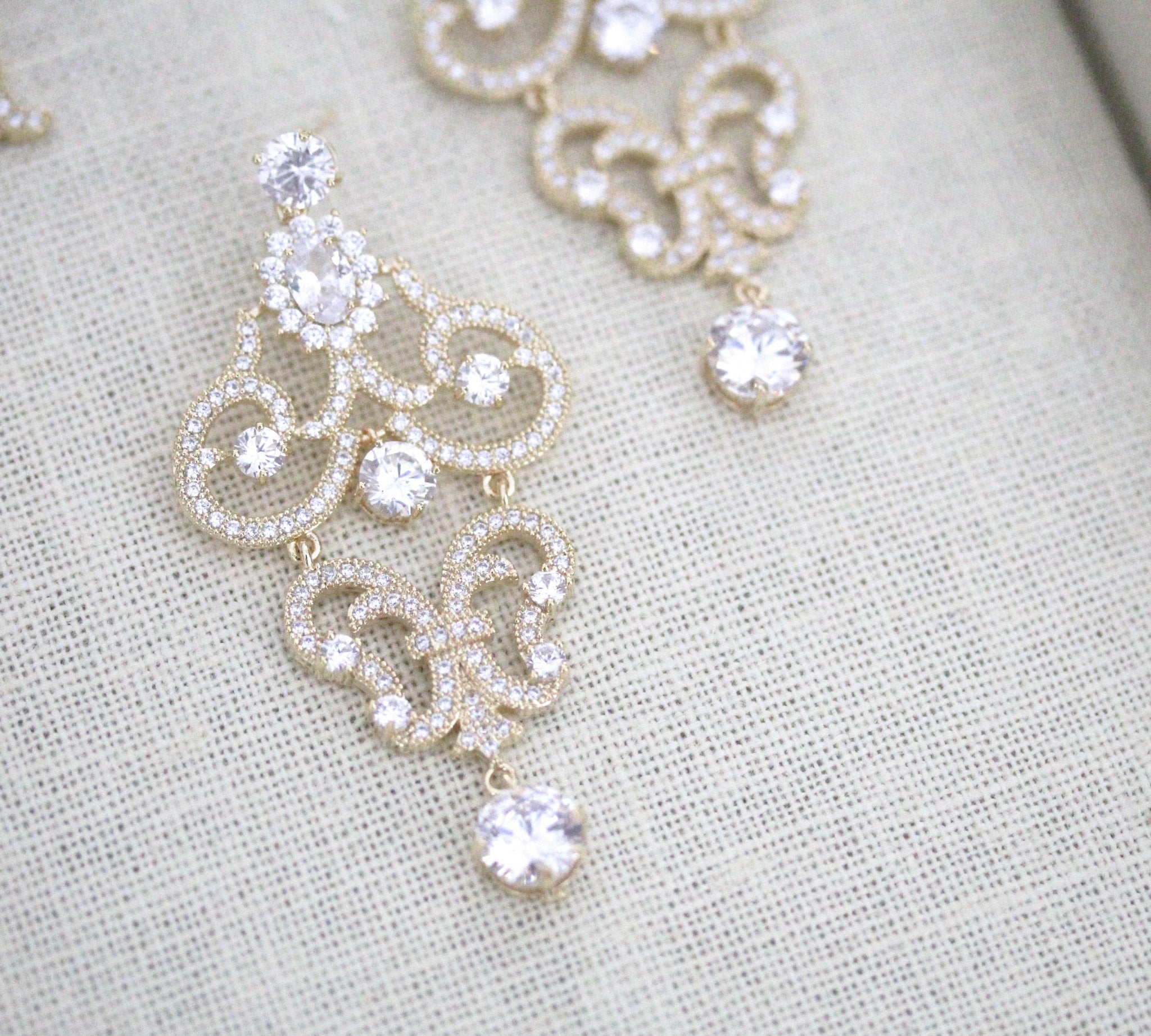 Rose gold cubic zirconia statement necklace and earring set - OLIVIA - Treasures by Agnes