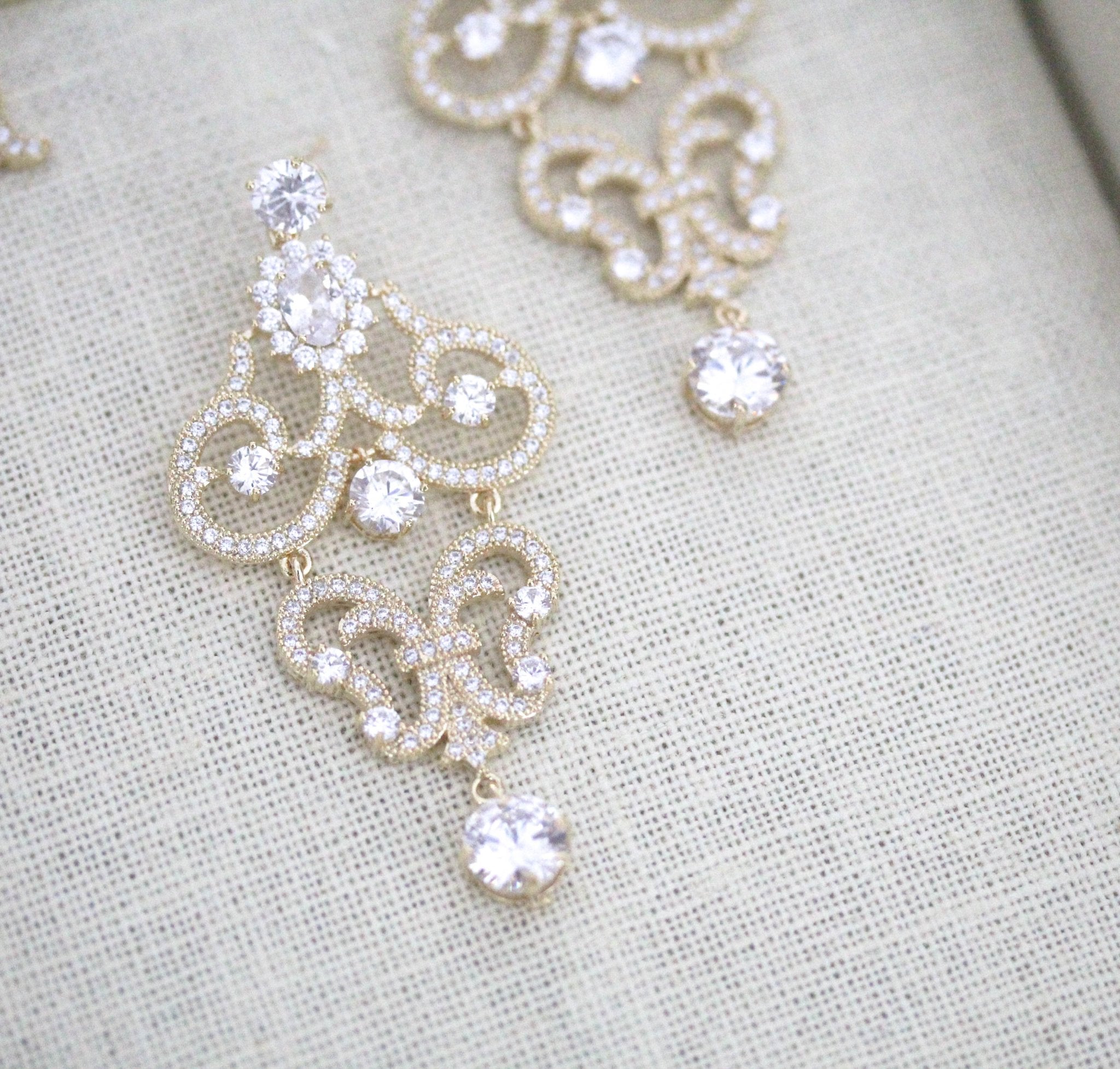 Rose gold cubic zirconia statement necklace and earring set - OLIVIA - Treasures by Agnes