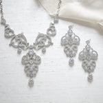 Rose gold cubic zirconia statement necklace and earring set - OLIVIA - Treasures by Agnes