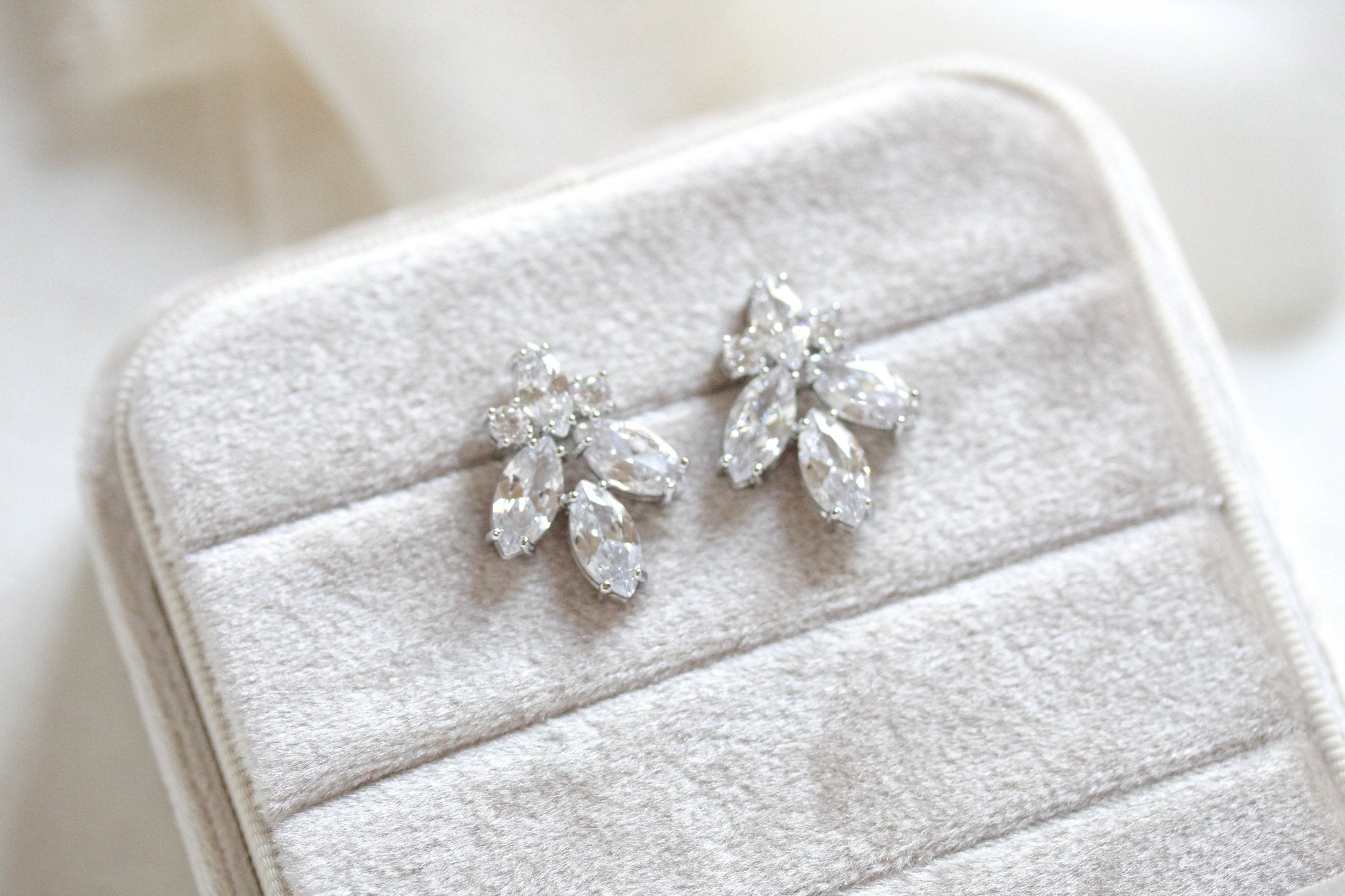 Rose gold Cubic Zirconia stud Bridal earrings - DIVINE - Treasures by Agnes