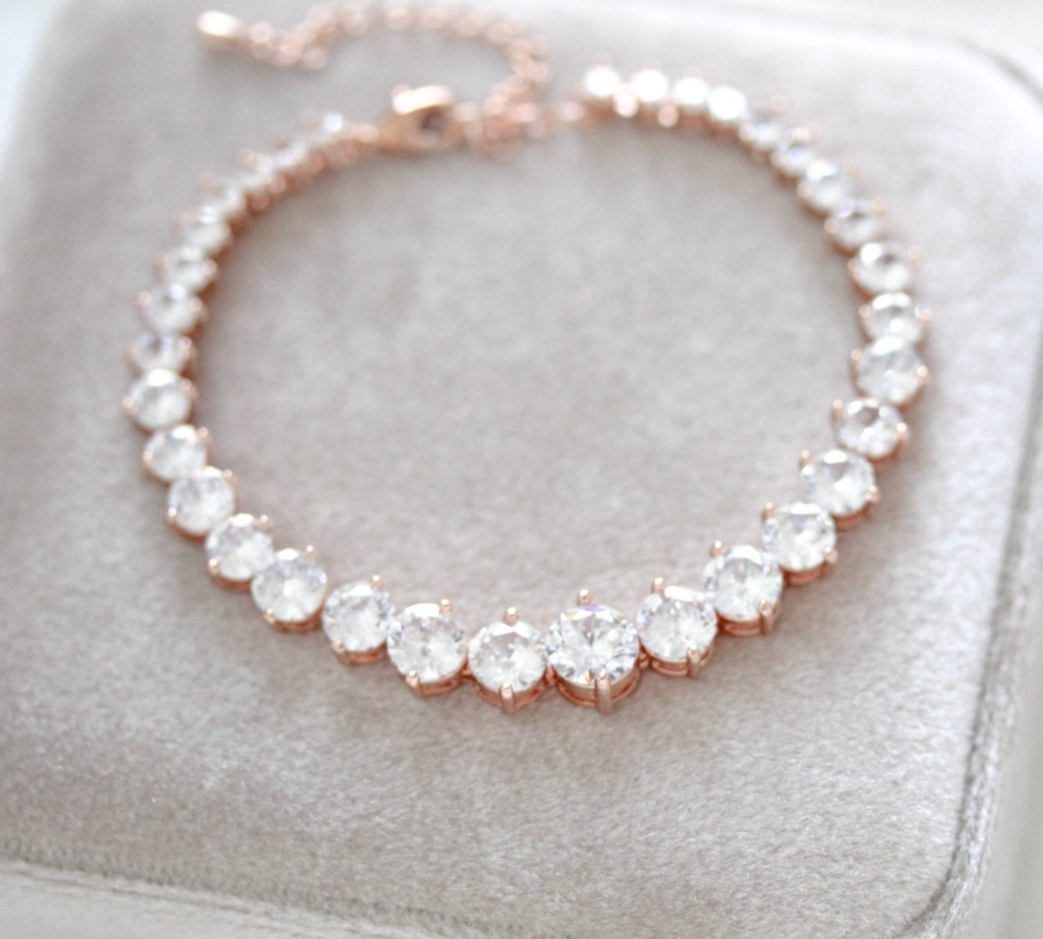 Rose gold cubic zirconia tennis bracelet - SOPHIE - Treasures by Agnes