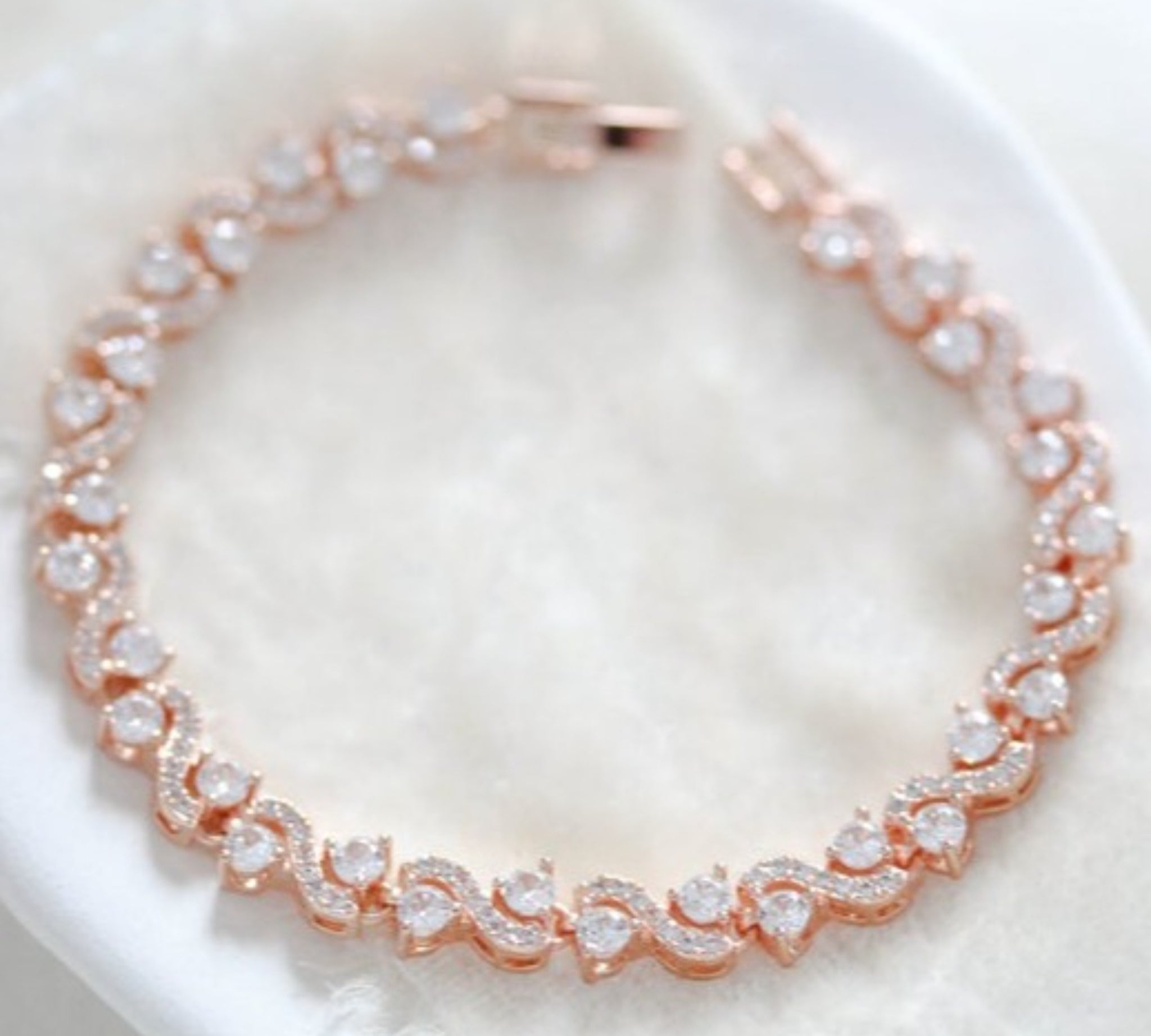 Rose gold cubic zirconia wedding tennis bracelet - HADLEY - Treasures by Agnes