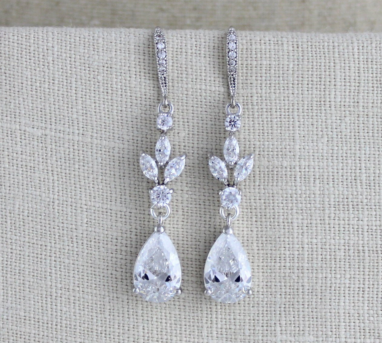 Rose gold CZ bridal earrings - LAUREN - Treasures by Agnes