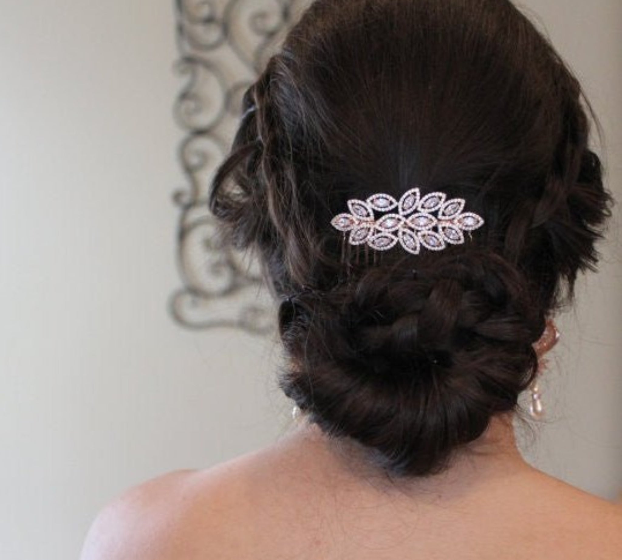Rose gold CZ bridal hair comb - SCARLETT - Treasures by Agnes