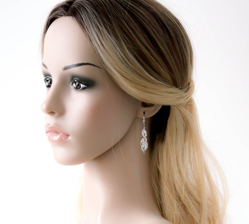 Rose gold dangle Bridal earrings - HADLEY