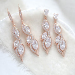 Rose gold dangle Bridal earrings - HADLEY