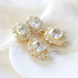 Rose gold Emerald cut Cubic Zirconia Bridal earrings - MAYA - Treasures by Agnes