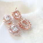 Rose gold Emerald cut Cubic Zirconia Bridal earrings - MAYA - Treasures by Agnes