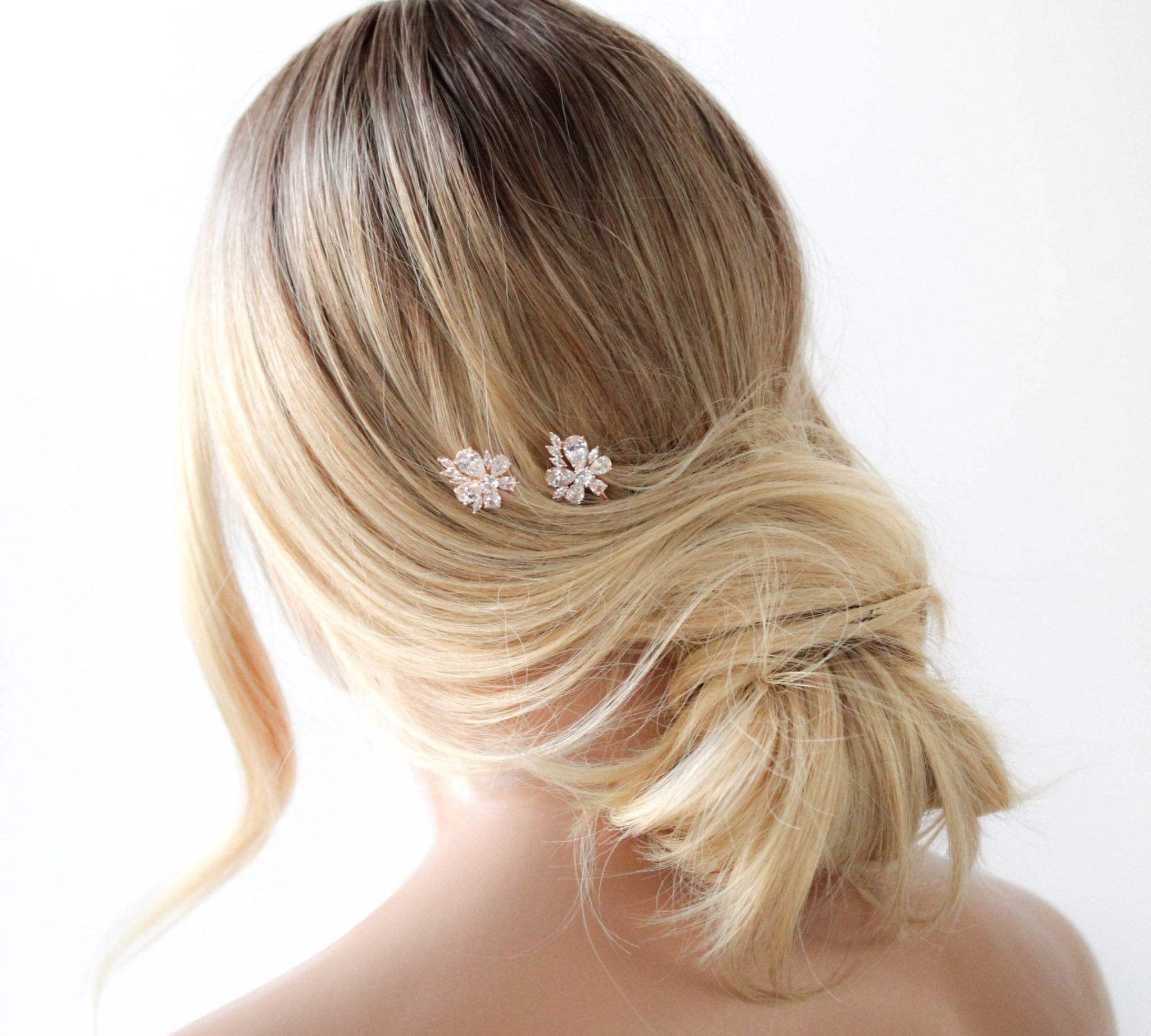 Rose gold floral bridal hair pins - EMILIA - Treasures by Agnes