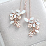 Rose gold floral Bridal hair pins with crystals and pearls - EVA - Treasures by Agnes