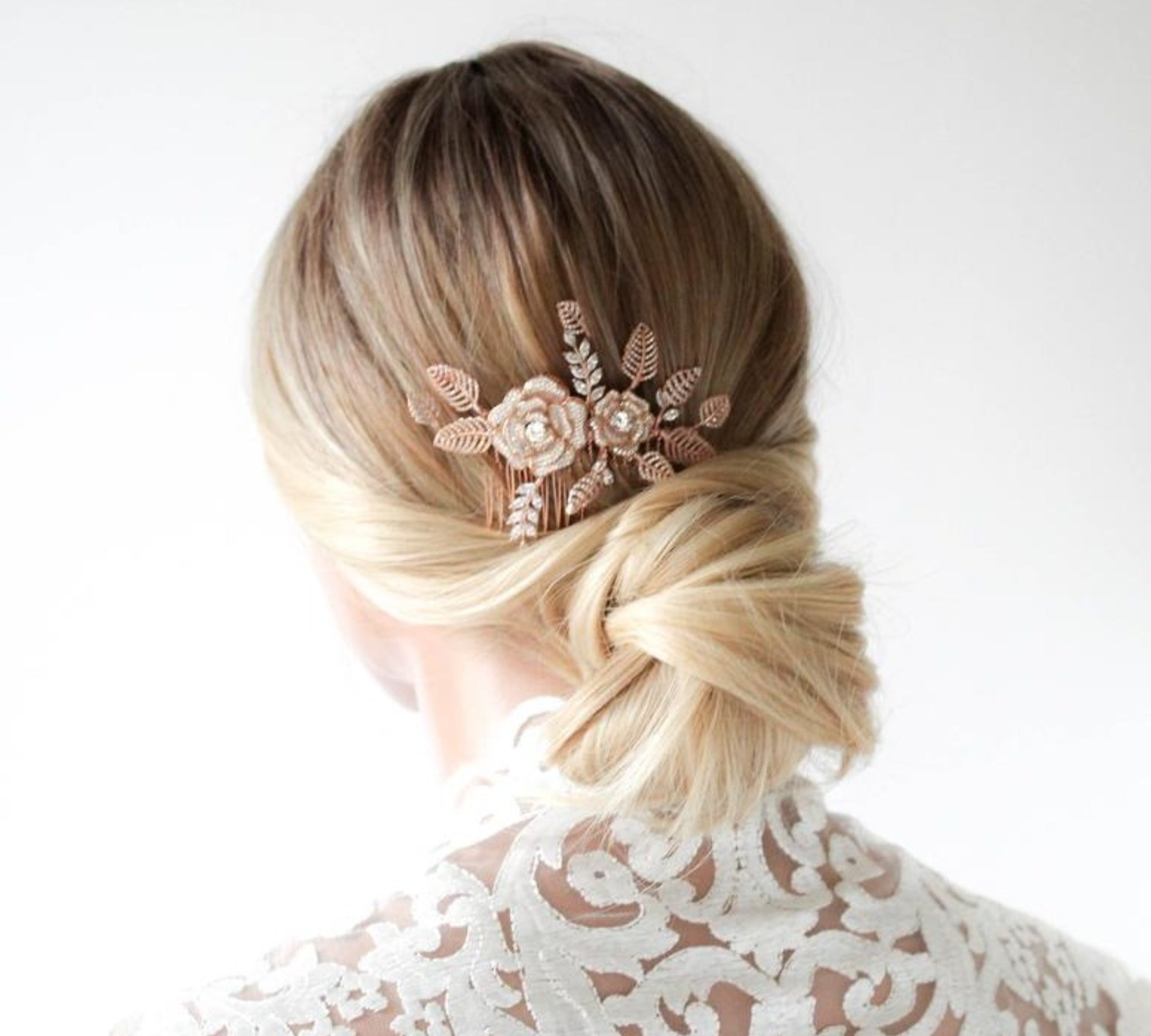 Rose gold Floral hair comb for bride - INNA - Treasures by Agnes