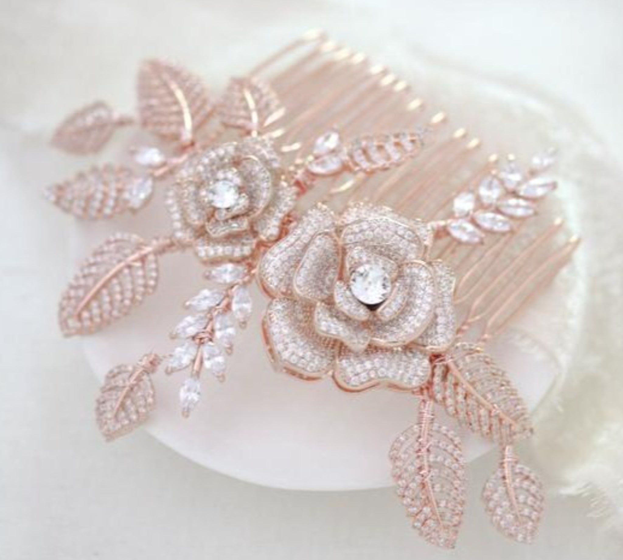 Rose gold Floral hair comb for bride - INNA - Treasures by Agnes