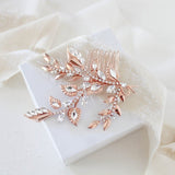 Rose gold floral hair comb with Austrian crystals - SHARON - Treasures by Agnes