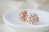 Rose gold flower stud CZ Bridal earrings Bridesmaid jewelry - MORGAN - Treasures by Agnes