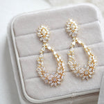 Rose gold hoop style Bridal earrings with CZ stones - KIMBERLY - Treasures by Agnes