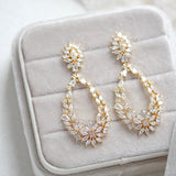 Rose gold hoop style Bridal earrings with CZ stones - KIMBERLY - Treasures by Agnes