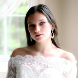 Rose gold hoop style Bridal earrings with CZ stones - KIMBERLY - Treasures by Agnes