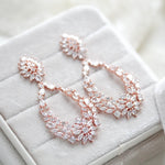 Rose gold hoop style Bridal earrings with CZ stones - KIMBERLY - Treasures by Agnes