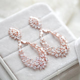 Rose gold hoop style Bridal earrings with CZ stones - KIMBERLY - Treasures by Agnes