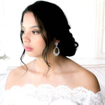 Rose gold hoop style Bridal earrings with CZ stones - KIMBERLY - Treasures by Agnes