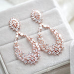Rose gold hoop style Bridal earrings with CZ stones - KIMBERLY - Treasures by Agnes