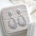 Rose gold hoop style Bridal earrings with CZ stones - KIMBERLY - Treasures by Agnes