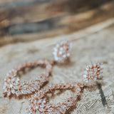 Rose gold hoop style Bridal earrings with CZ stones - KIMBERLY - Treasures by Agnes