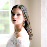 Rose gold hoop style Bridal earrings with CZ stones - KIMBERLY - Treasures by Agnes