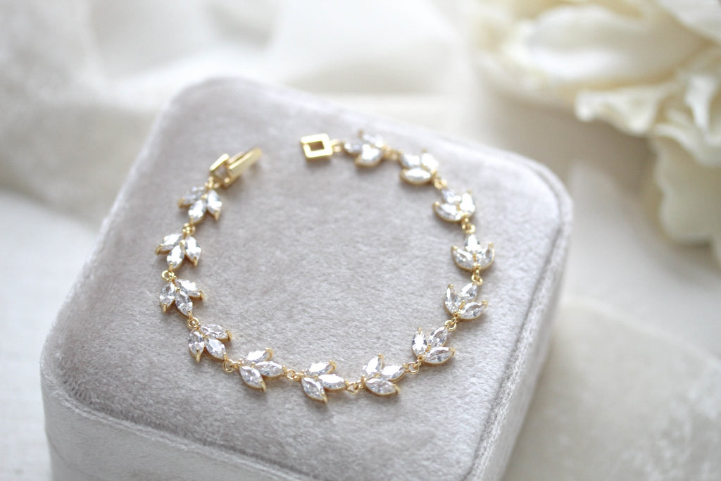 Rose gold marquise cubic zirconia Bridal bracelet - LAUREN - Treasures by Agnes