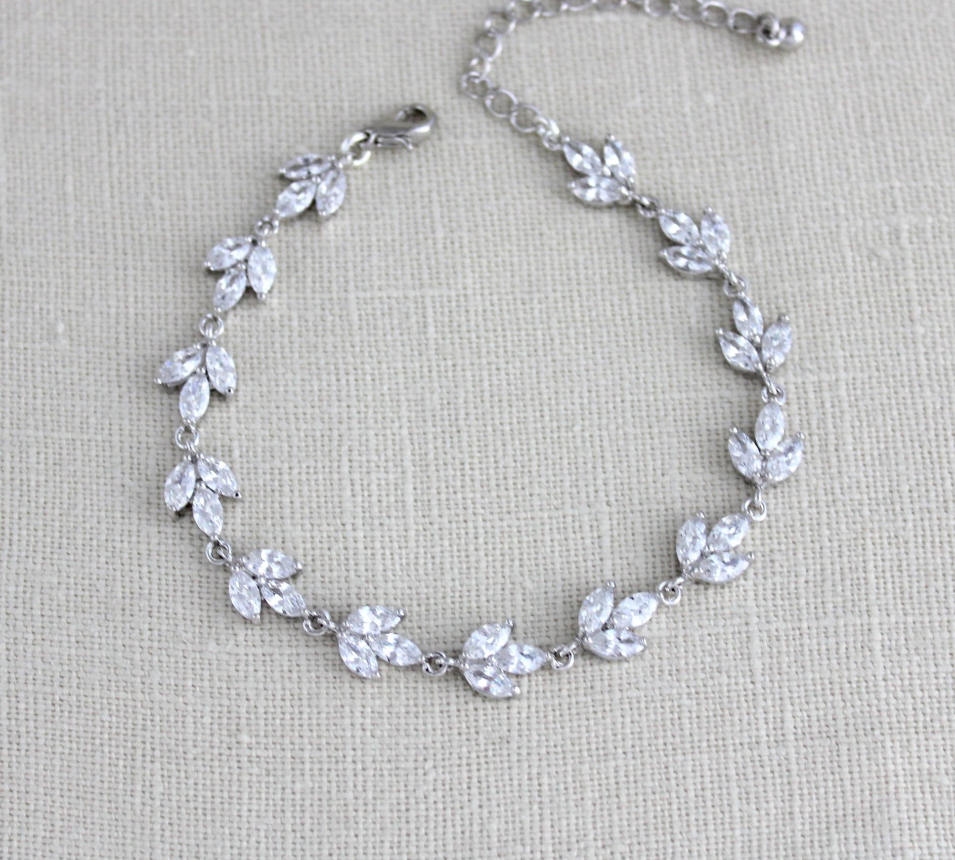 Rose gold marquise cubic zirconia Bridal bracelet - LAUREN - Treasures by Agnes