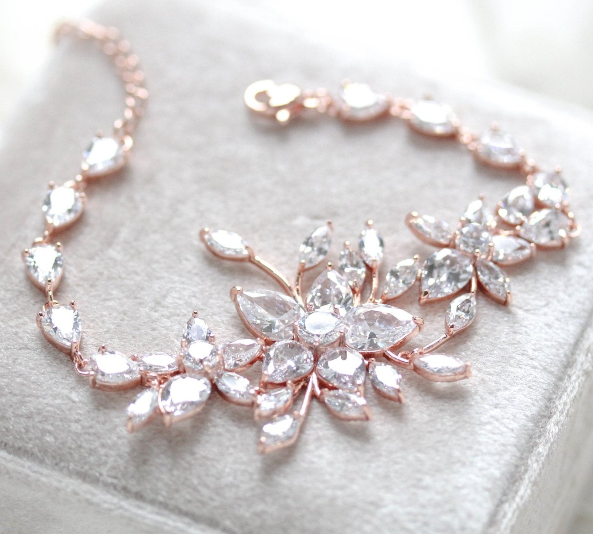 Rose gold statement Wedding bracelet - LILY - Treasures by Agnes