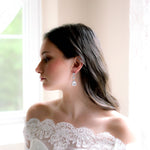 Rose gold Teardrop CZ dangle wedding earrings - Treasures by Agnes