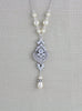 Silver Art Deco Crystal and pearl Bridal necklace - EMMA - Treasures by Agnes