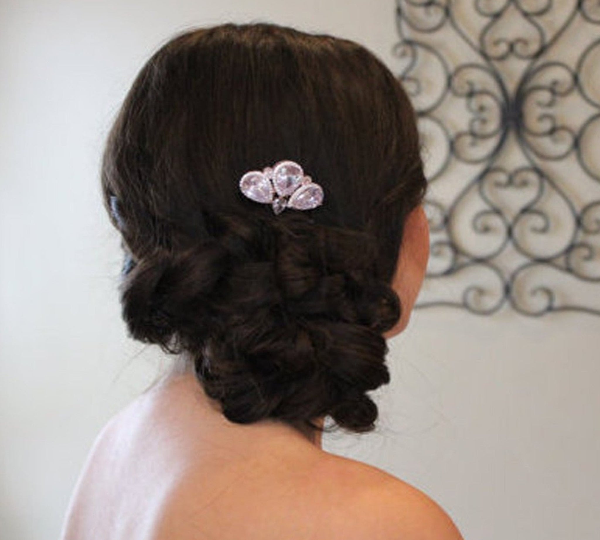 Silver cubic zirconia bridal hair comb - Treasures by Agnes