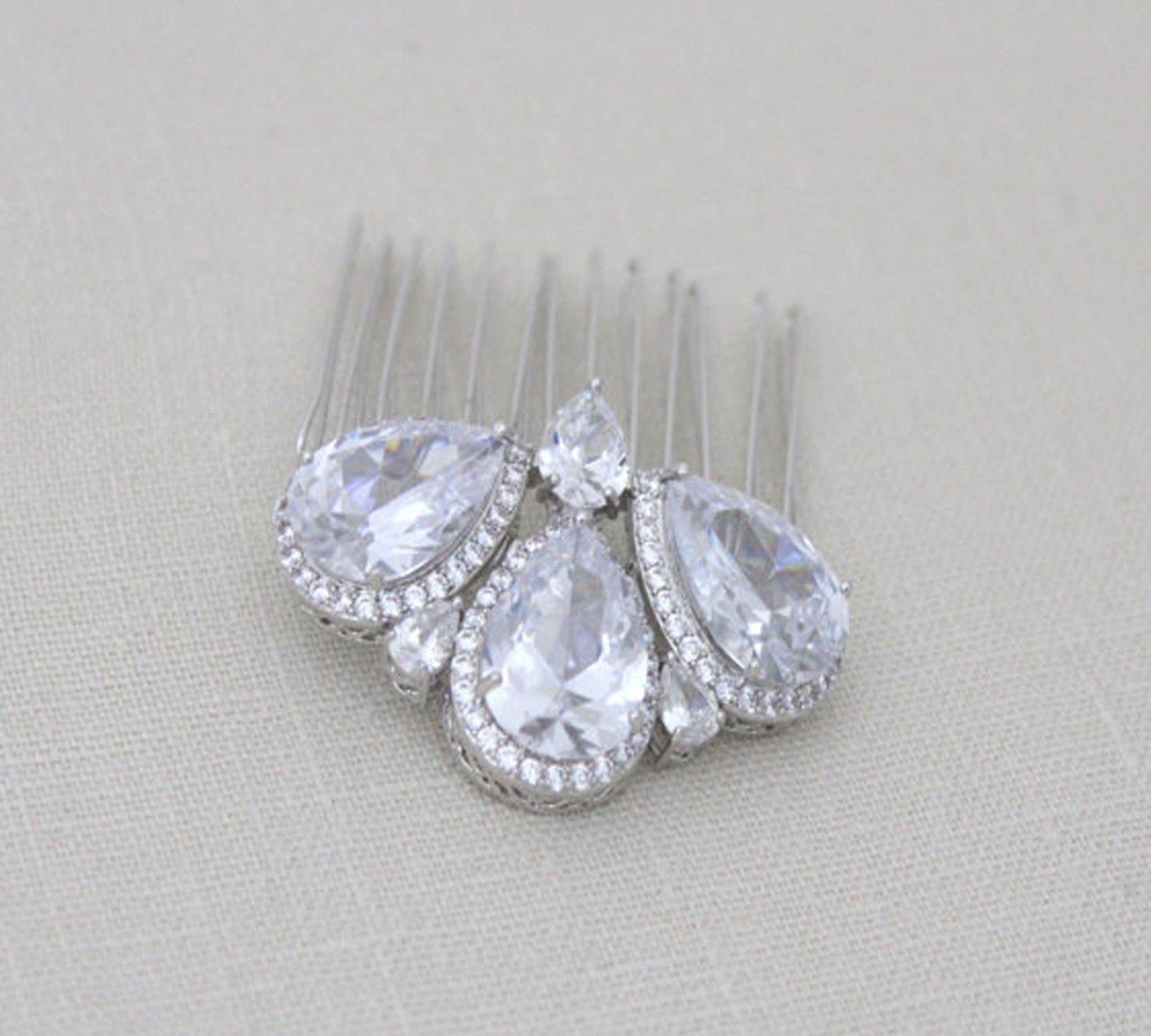 Silver cubic zirconia bridal hair comb - Treasures by Agnes