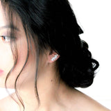 Silver cubic zirconia ear climber Bridal earrings - Treasures by Agnes