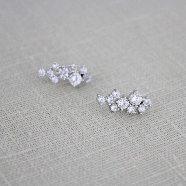 Silver cubic zirconia ear climber Bridal earrings - Treasures by Agnes