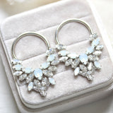 Silver hoop earrings with white opal crystals - ANASTASIA - Treasures by Agnes