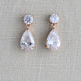 Simple crystal cluster Bridal necklace and earring set - AUBREE - Treasures by Agnes