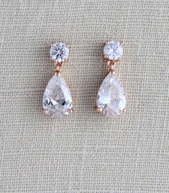 Simple crystal cluster Bridal necklace and earring set - AUBREE - Treasures by Agnes