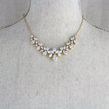 Simple crystal cluster Bridal necklace and earring set - AUBREE - Treasures by Agnes
