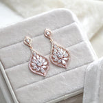 Simple Rose gold Bridal chandelier earrings - CAMILLA - Treasures by Agnes
