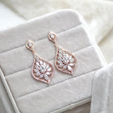 Simple Rose gold Bridal chandelier earrings - CAMILLA - Treasures by Agnes