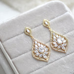 Simple Rose gold Bridal chandelier earrings - CAMILLA - Treasures by Agnes