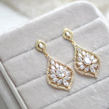 Simple Rose gold Bridal chandelier earrings - CAMILLA - Treasures by Agnes