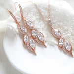 Simple Rose gold necklace and earring SET - HADLEY