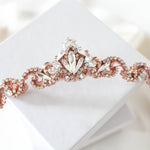 Simple rose gold Bridal tiara with Austrian crystals - SHELBY - Treasures by Agnes
