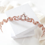 Simple rose gold Bridal tiara with Austrian crystals - SHELBY - Treasures by Agnes