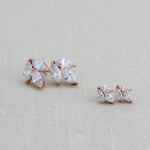 Small or Large Rose gold CZ stud Bridal earrings - LAUREN - Treasures by Agnes
