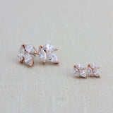 Small or Large Rose gold CZ stud Bridal earrings - LAUREN - Treasures by Agnes